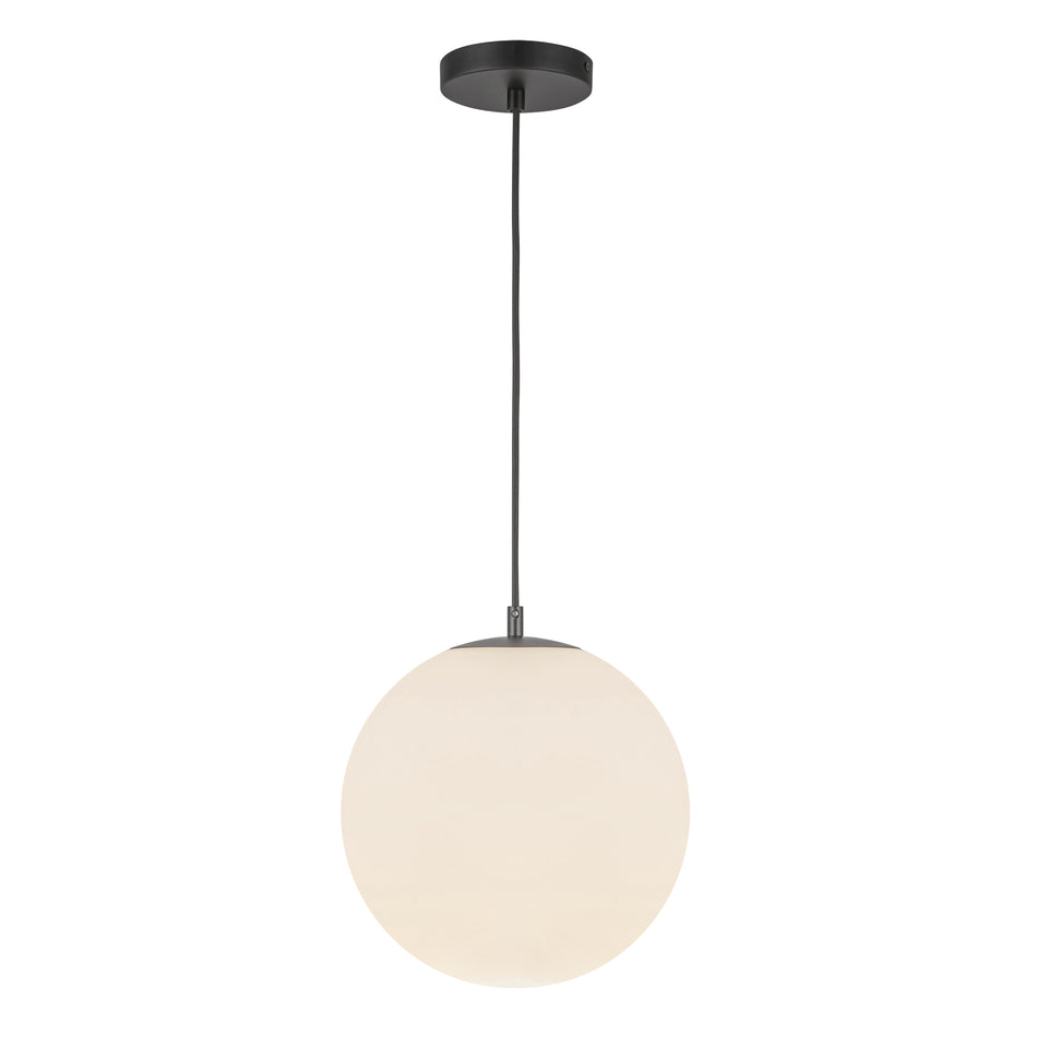 Marco 12-in Black/Opal Glass LED Pendant