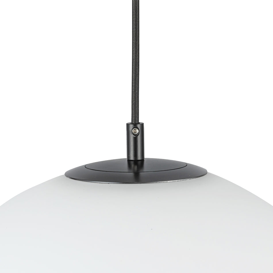 Marco 16-in Black/Opal Glass LED Pendant by KUZCO