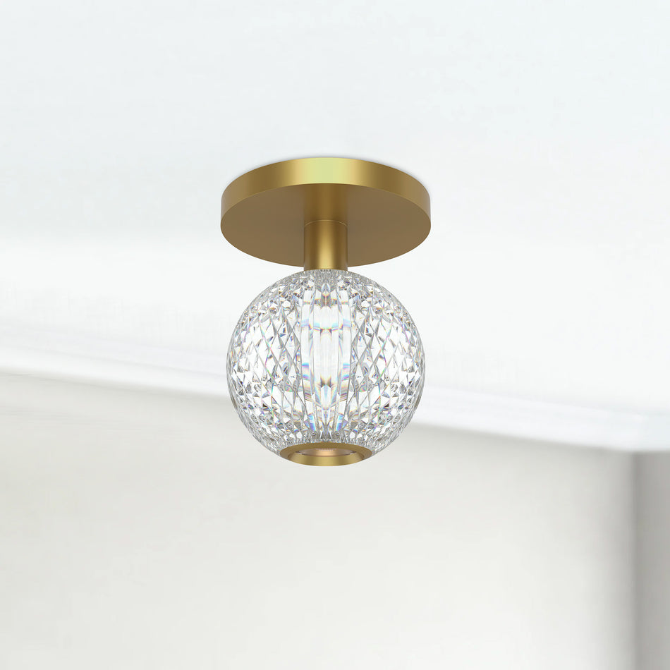Marni 5-in Natural Brass LED Flush Mount by ALORA