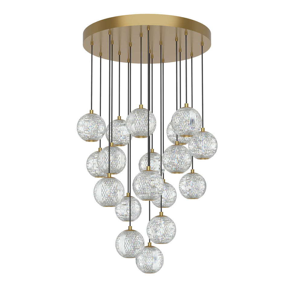 Marni 18 Light Natural Brass LED Multi Pendant