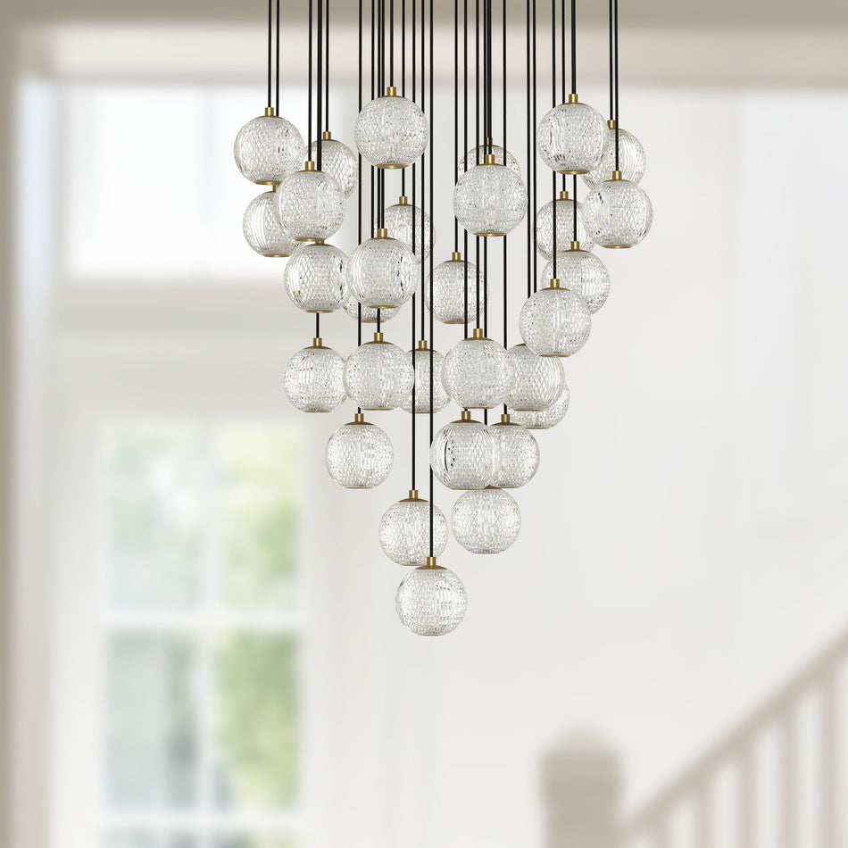 Marni 30 Light Natural Brass LED Multi Pendant by ALORA