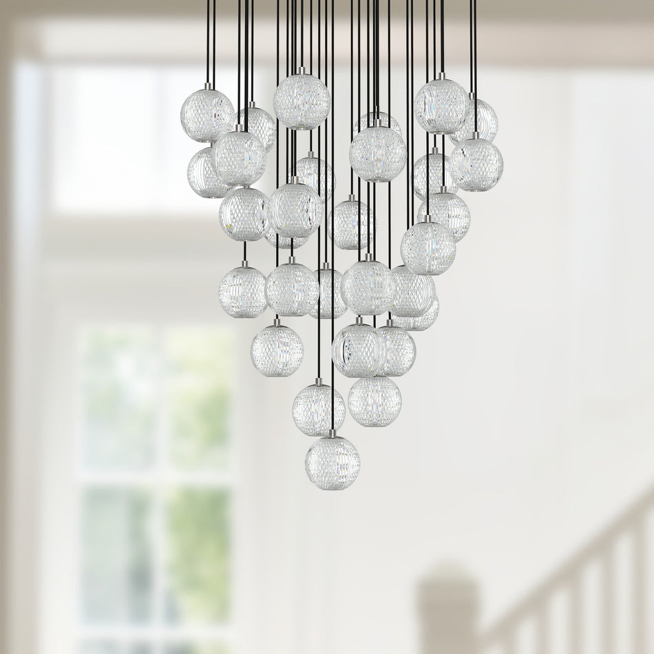 Marni 30 Light Polished Nickel LED Multi Pendant by ALORA