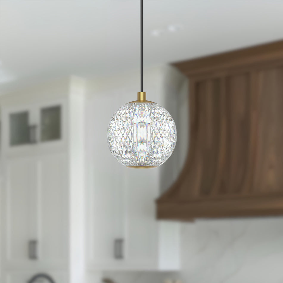 Marni 5-in Natural Brass LED Pendant by ALORA