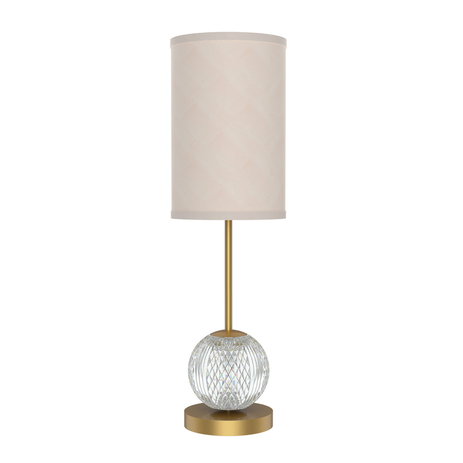 Marni 21-in Natural Brass/White Linen LED Table Lamp by ALORA