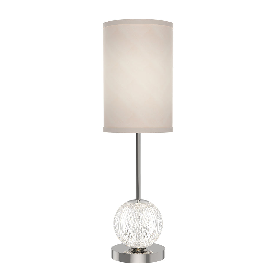 Marni 21-in Polished Nickel/White Linen LED Table Lamp by ALORA