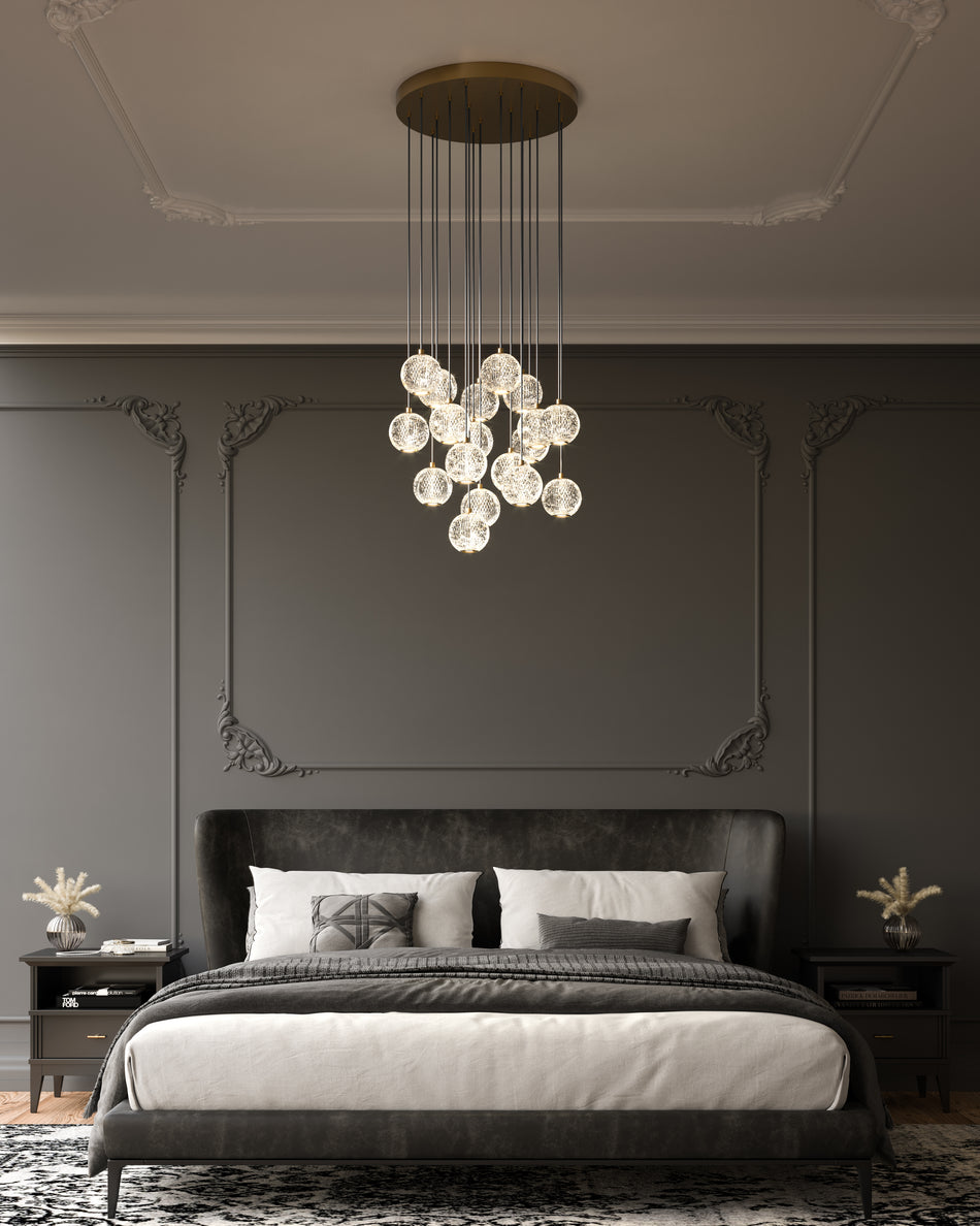 Marni 18 Light Natural Brass LED Multi Pendant by ALORA