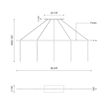 Marquee Graphite Linear Pendant Canopy System by KUZCO