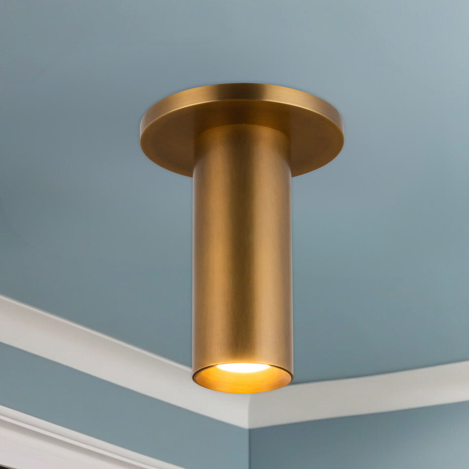Mason 6-in Vintage Brass LED Semi-Flush Mount by KUZCO
