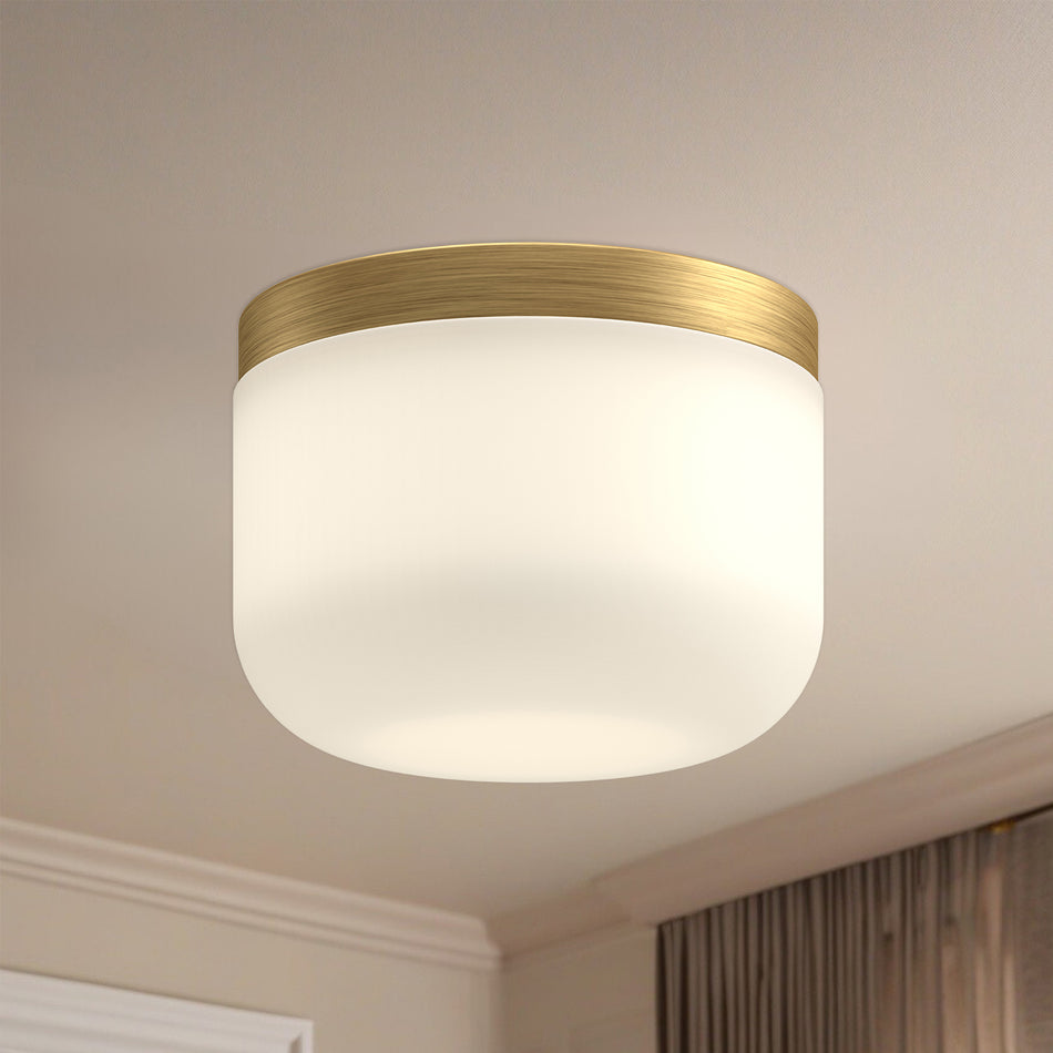 Mel 5-in Brushed Gold/Opal Glass LED Flush Mount by KUZCO