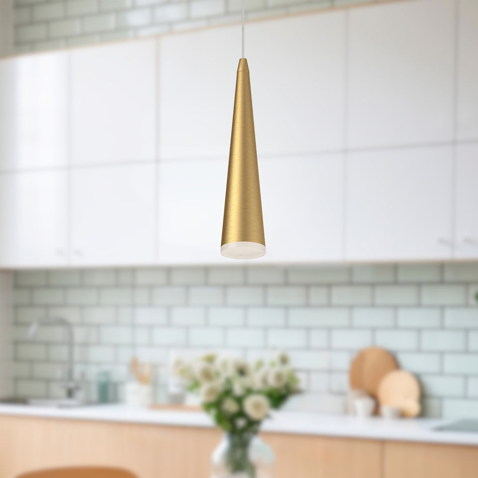Mina 12-in Brushed Gold LED Pendant by KUZCO