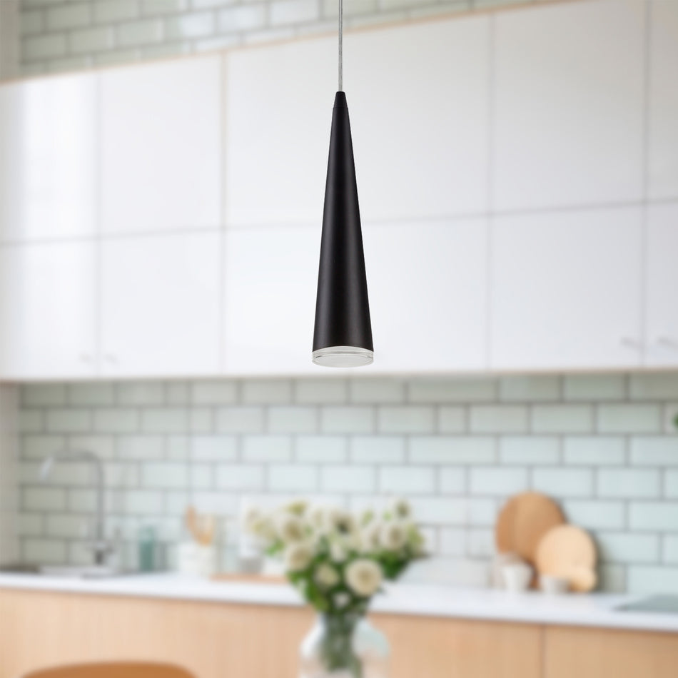 Mina 12-in Black LED Pendant by KUZCO