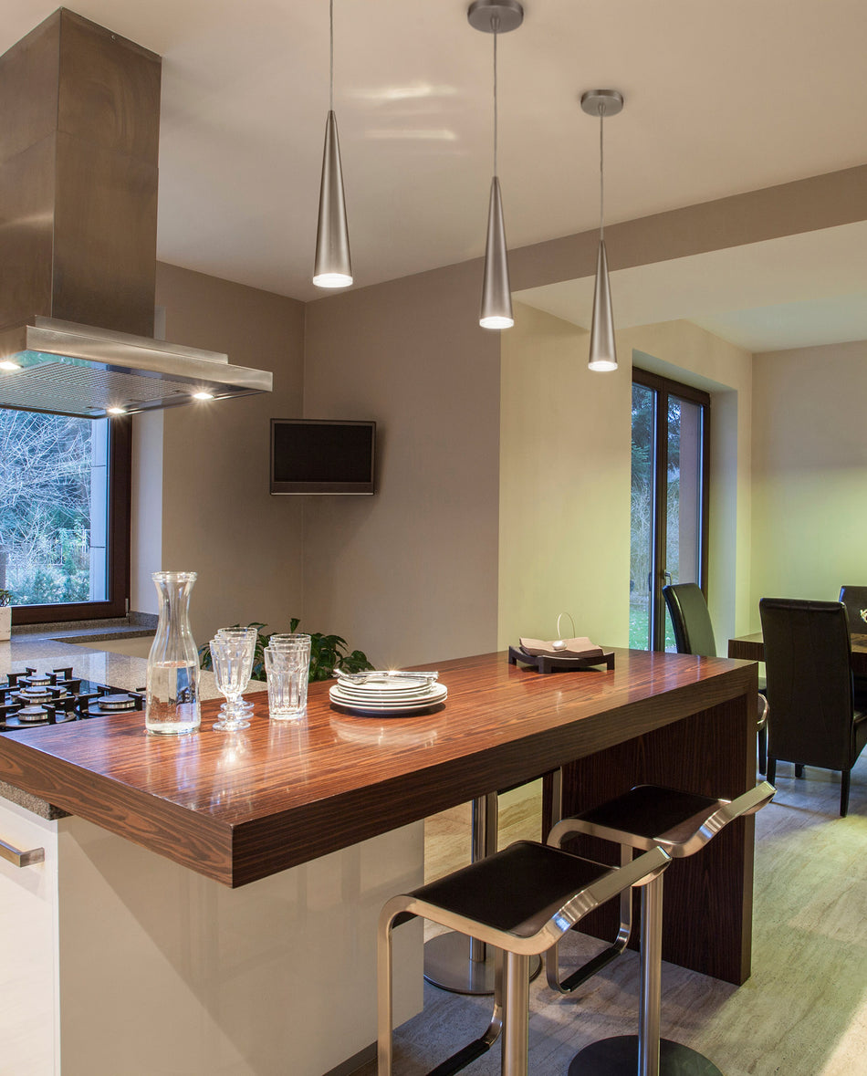 Mina 12-in Brushed Nickel LED Pendant by KUZCO