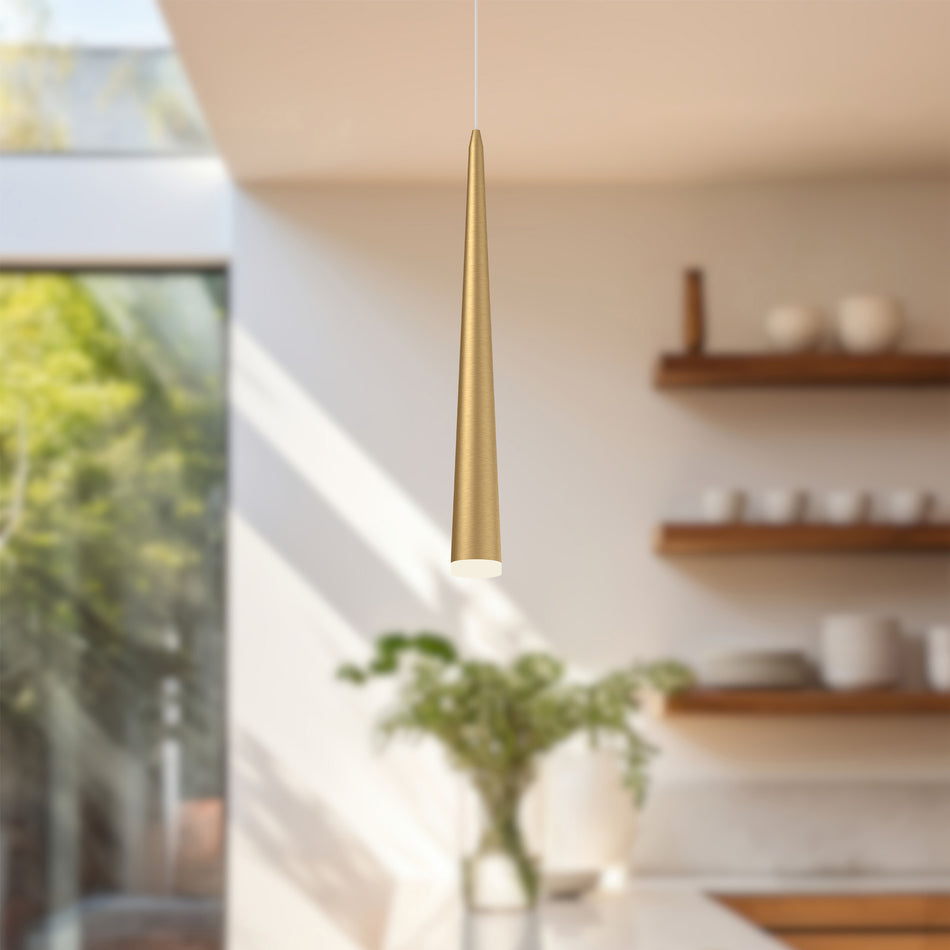Mina 24-in Brushed Gold LED Pendant by KUZCO