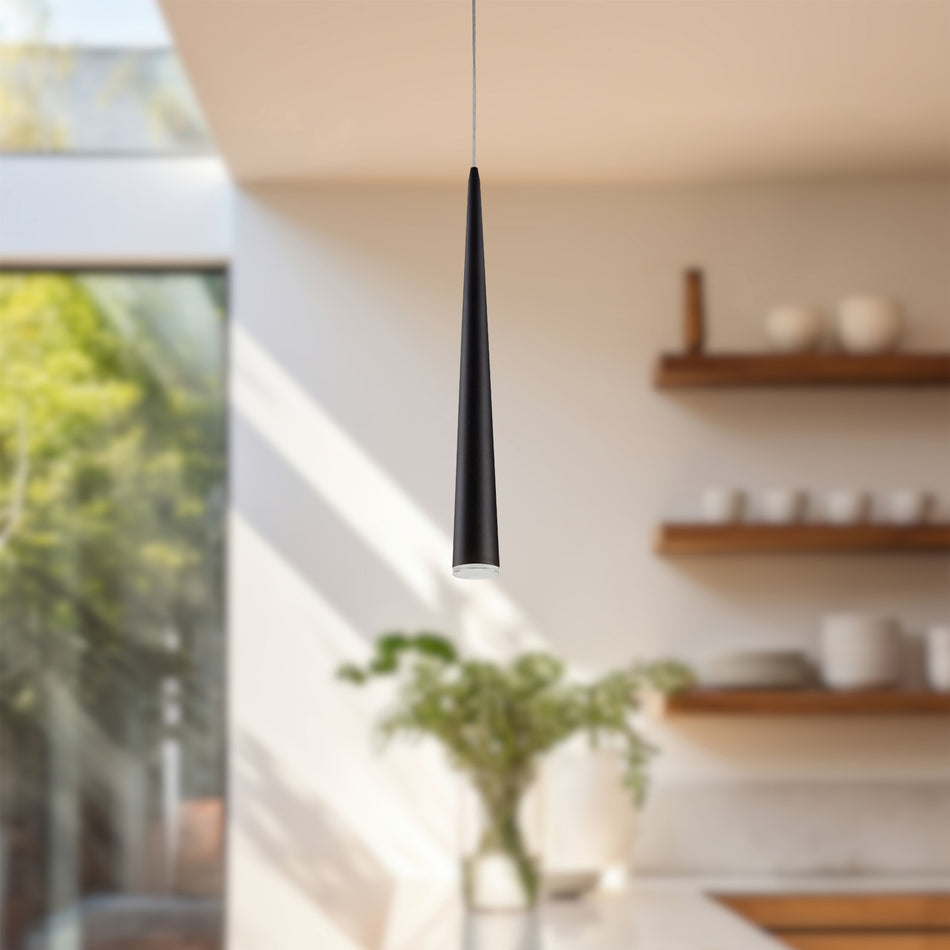 Mina 24-in Black LED Pendant by KUZCO