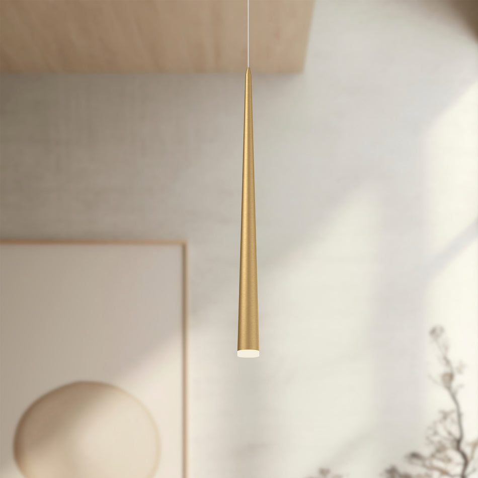 Mina 36-in Brushed Gold LED Pendant by KUZCO