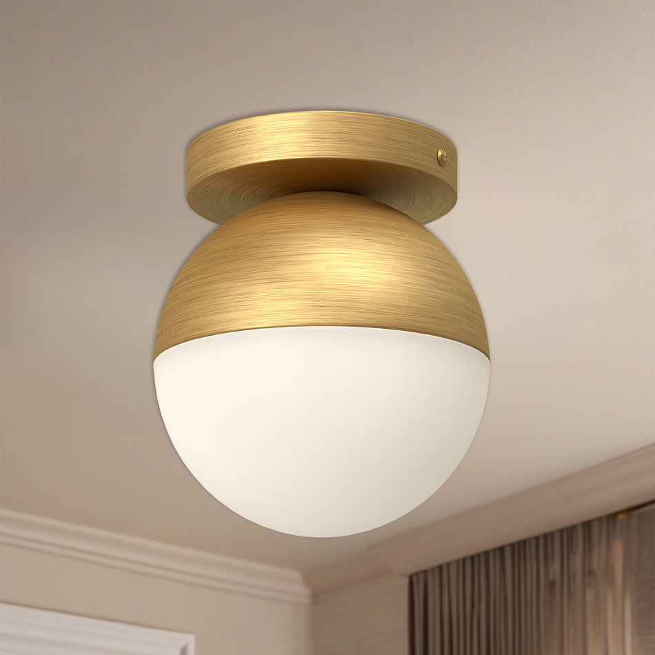 Monae 6-in Brushed Gold/Opal Glass 1 Light Flush Mount by KUZCO