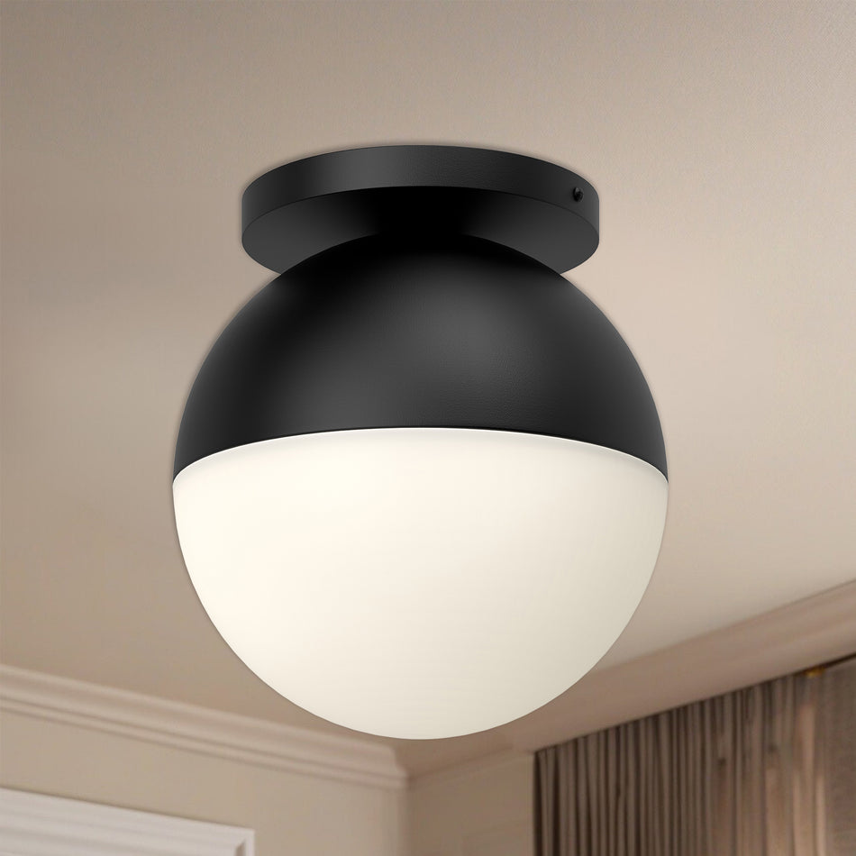 Monae 10-in Black/Opal Glass 1 Light Flush Mount by KUZCO