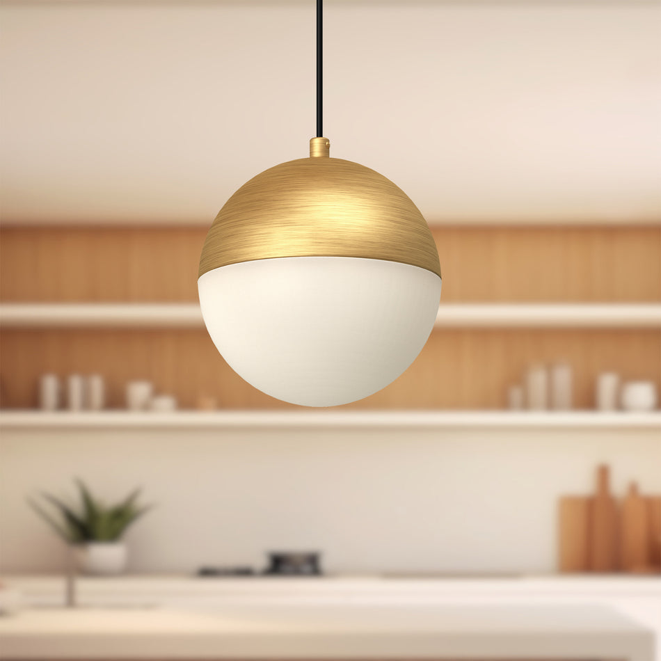 Monae 6-in Brushed Gold LED Pendant by KUZCO