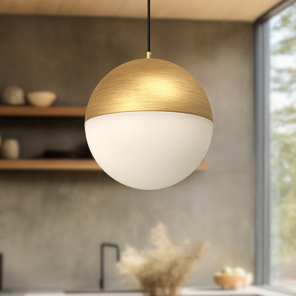 Monae 8-in Brushed Gold LED Pendant by KUZCO