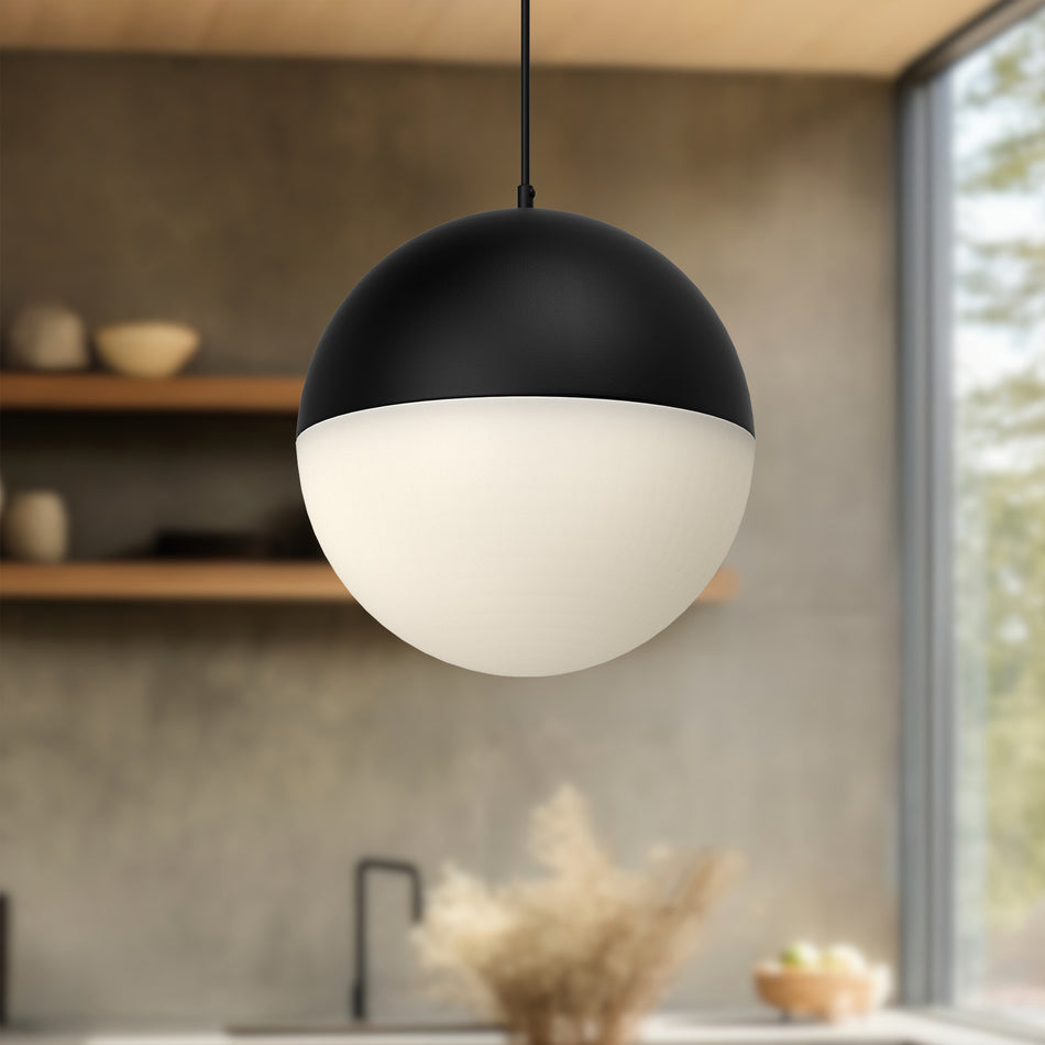 Monae 8-in Black LED Pendant by KUZCO