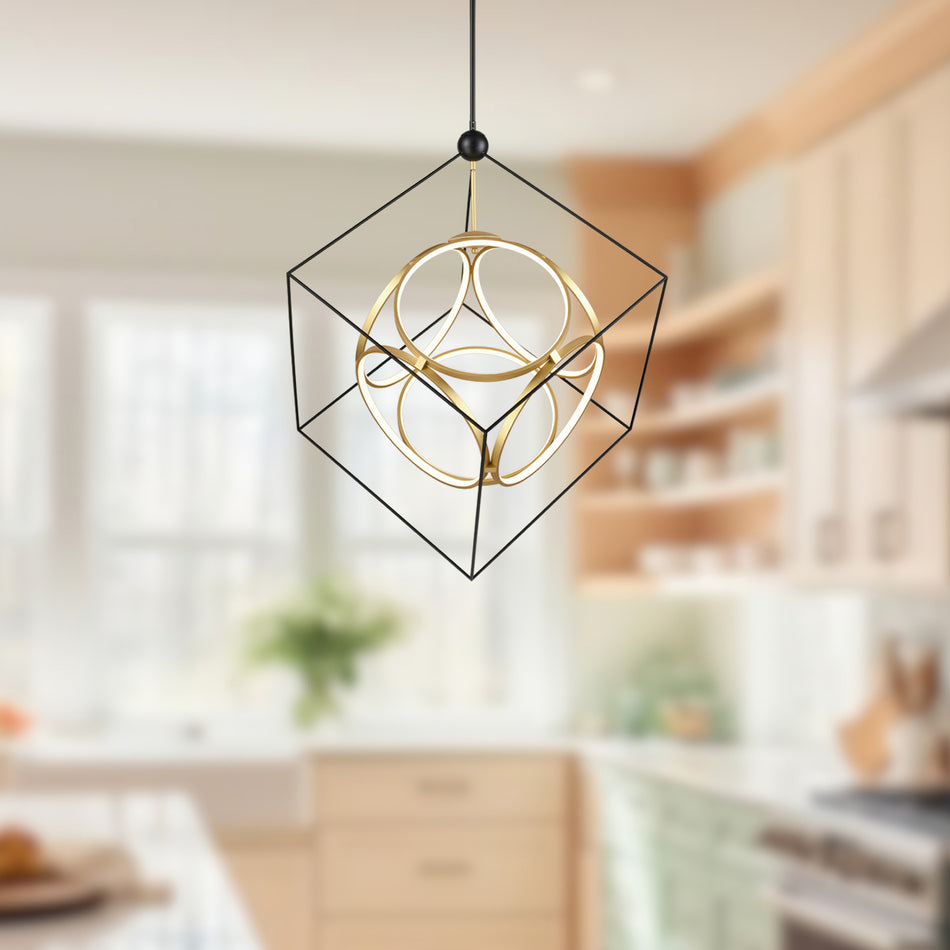 Monza 34-in Black/Antique Brass LED Chandeliers by KUZCO