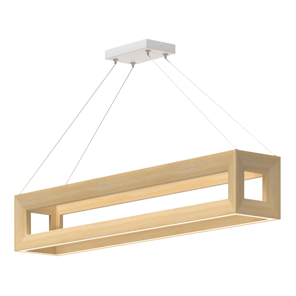 Morina 42-in White Oak LED Linear Pendant