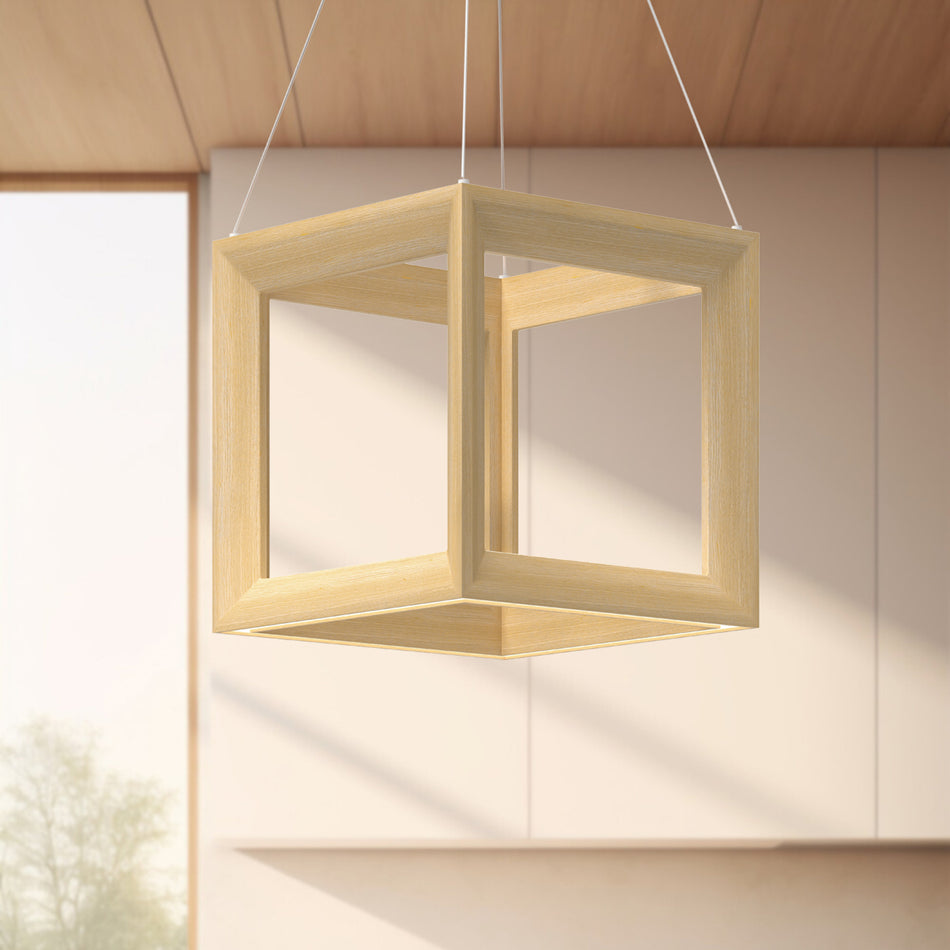 Morina 12-in White Oak LED Pendant by KUZCO