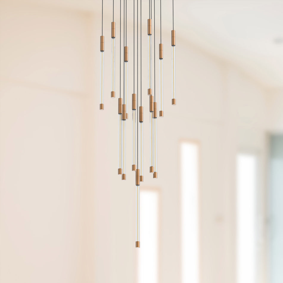 Motif 13-in Brushed Gold LED Multi Pendant by KUZCO