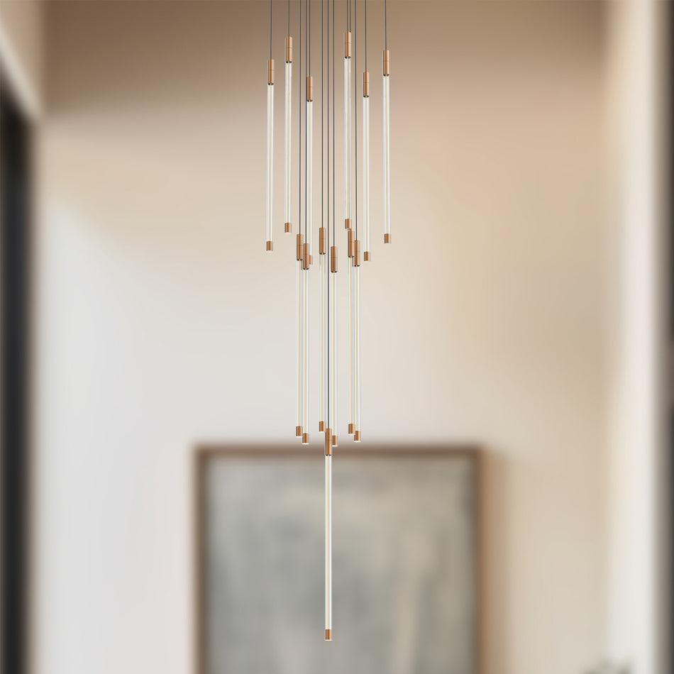 Motif 21-in Brushed Gold LED Multi Pendant by KUZCO