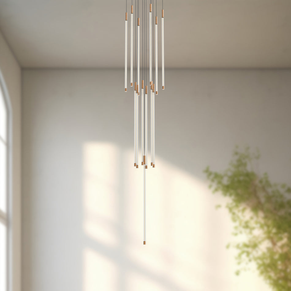 Motif 27-in Brushed Gold LED Multi Pendant by KUZCO