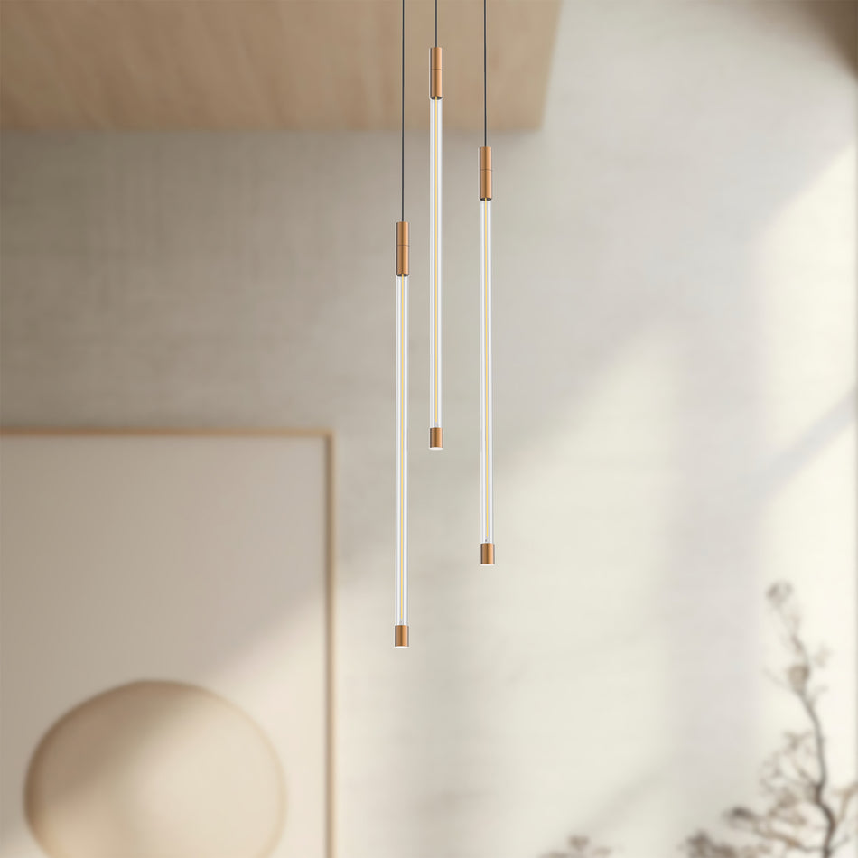 Motif 21-in Brushed Gold LED Multi Pendant by KUZCO
