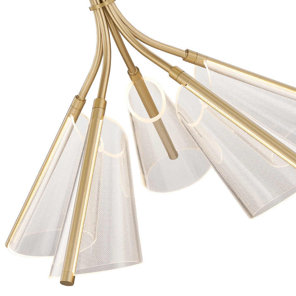 Mulberry 28-in Brushed Gold/Light Guide LED Chandeliers by KUZCO