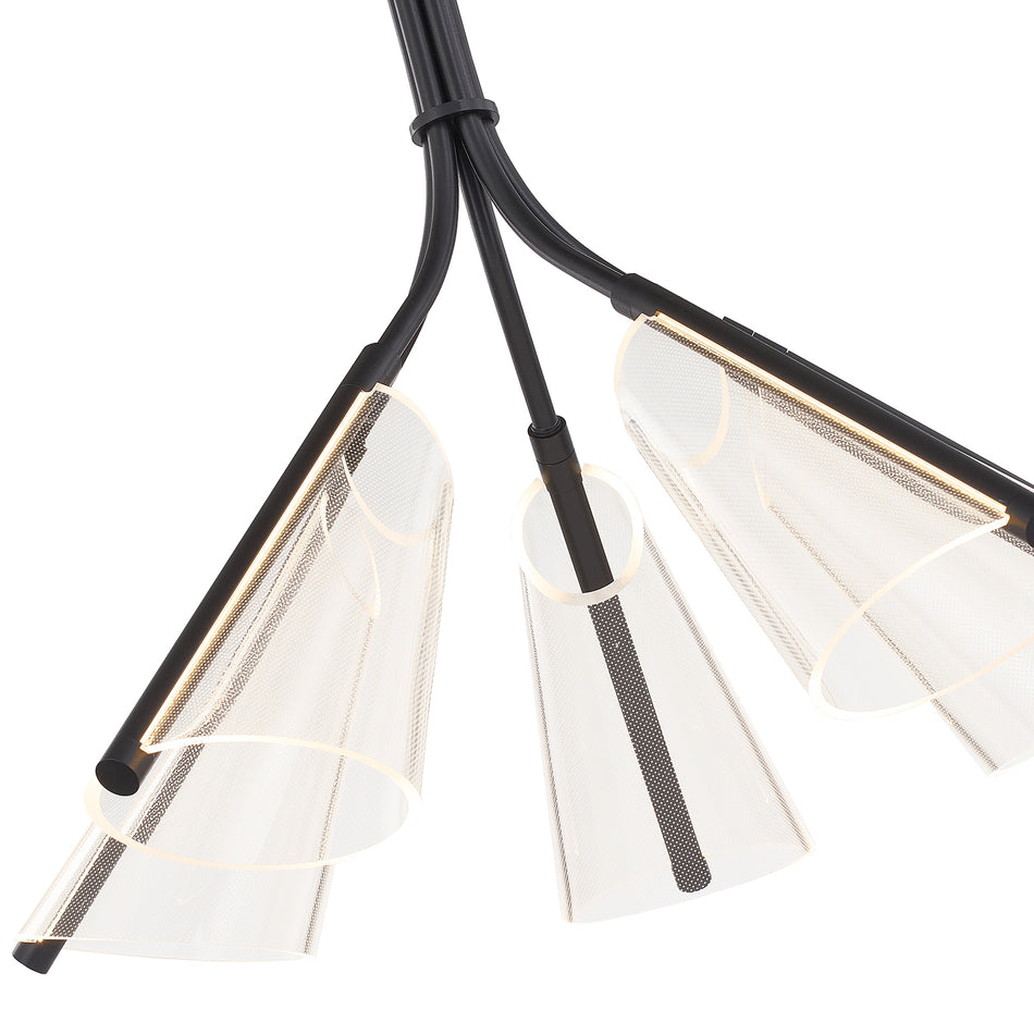 Mulberry 28-in Black/Light Guide LED Chandeliers by KUZCO