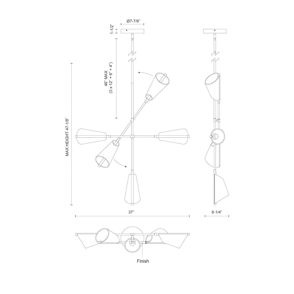 Mulberry 37-in Brushed Gold/Light Guide LED Chandeliers by KUZCO