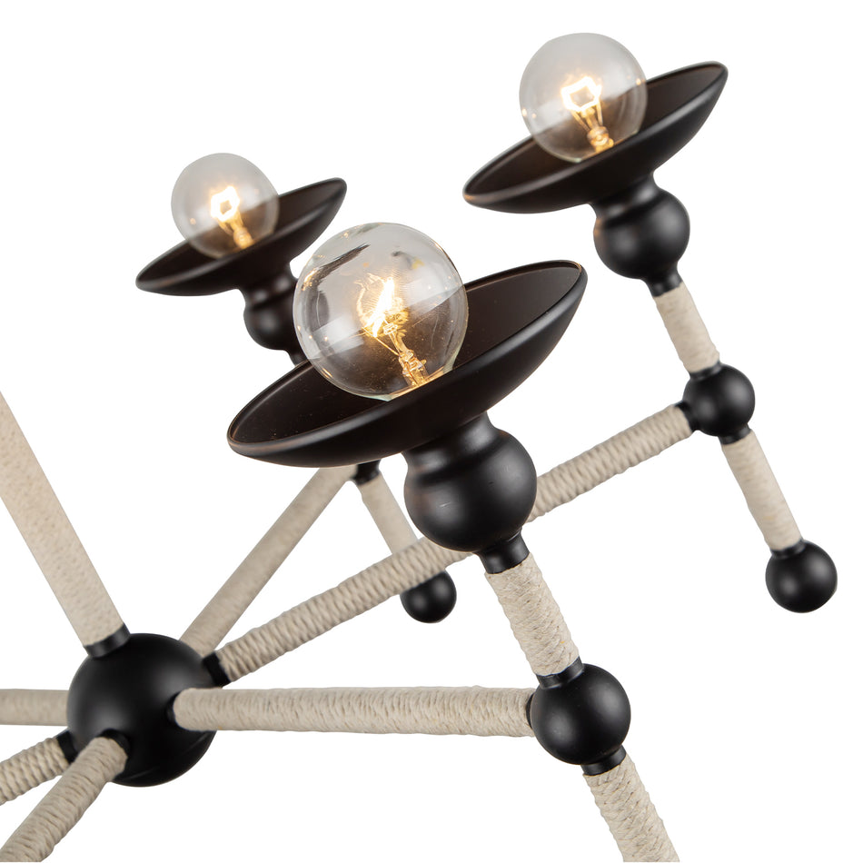 Nadine 25-in Matte Black/Cotton 6 Lights Chandeliers by ALORA
