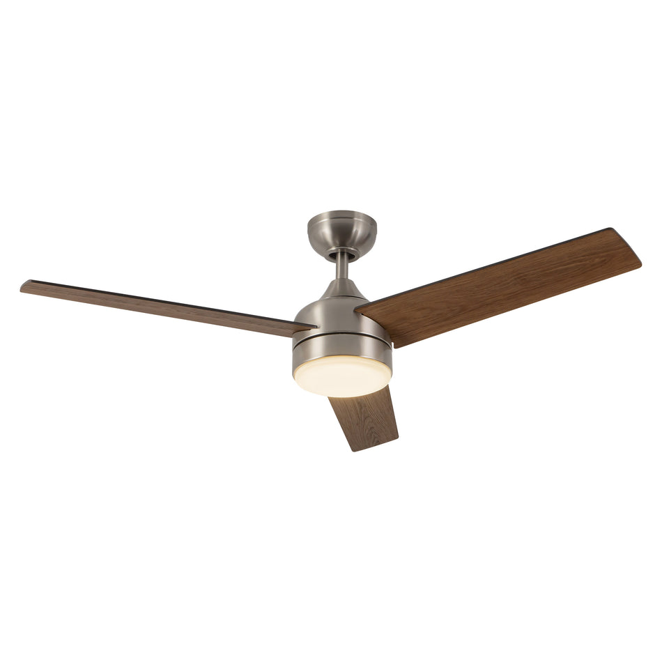 Nash 52-in Brushed Nickel reversible blade Ceiling Fan with LED Light Kit
