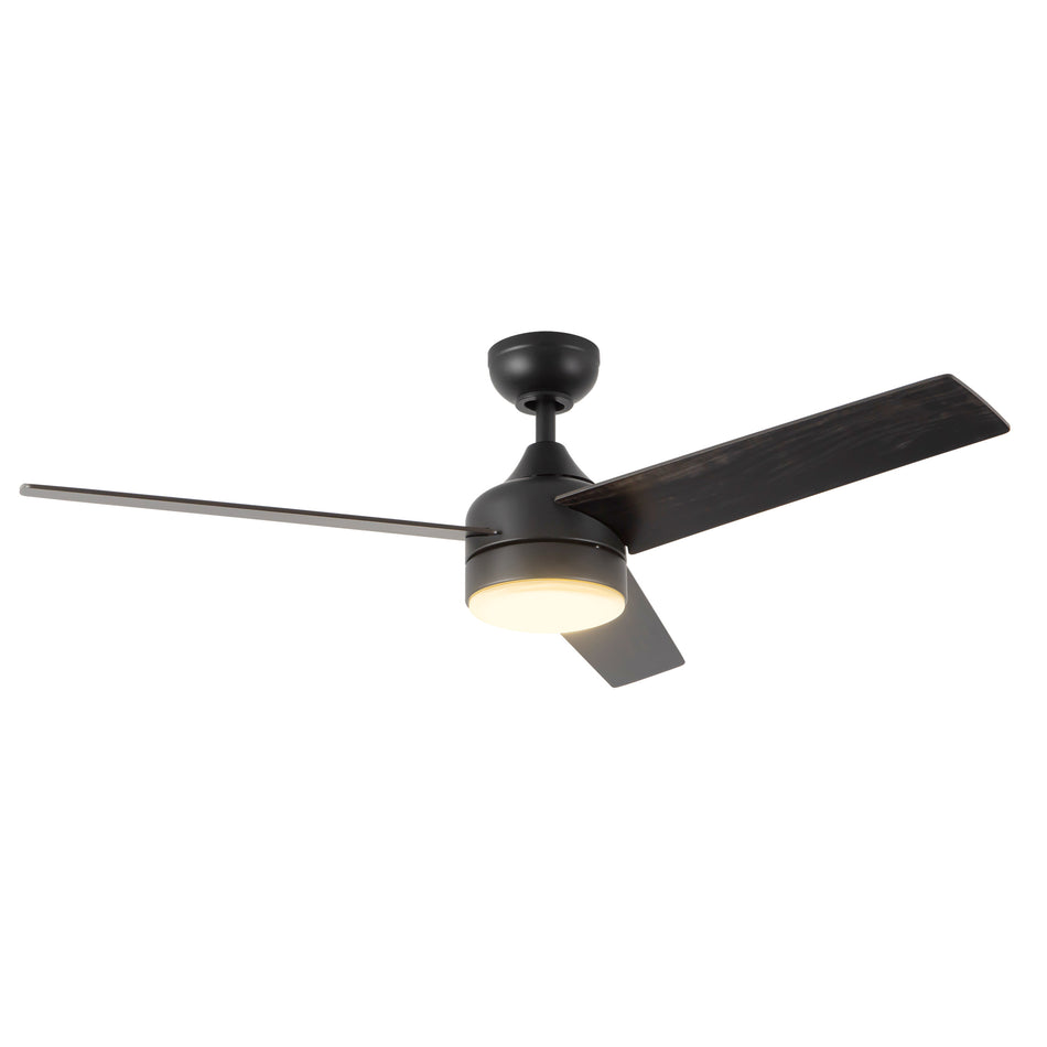 Nash 52-in Matte Black reversible blade Ceiling Fan with LED Light Kit