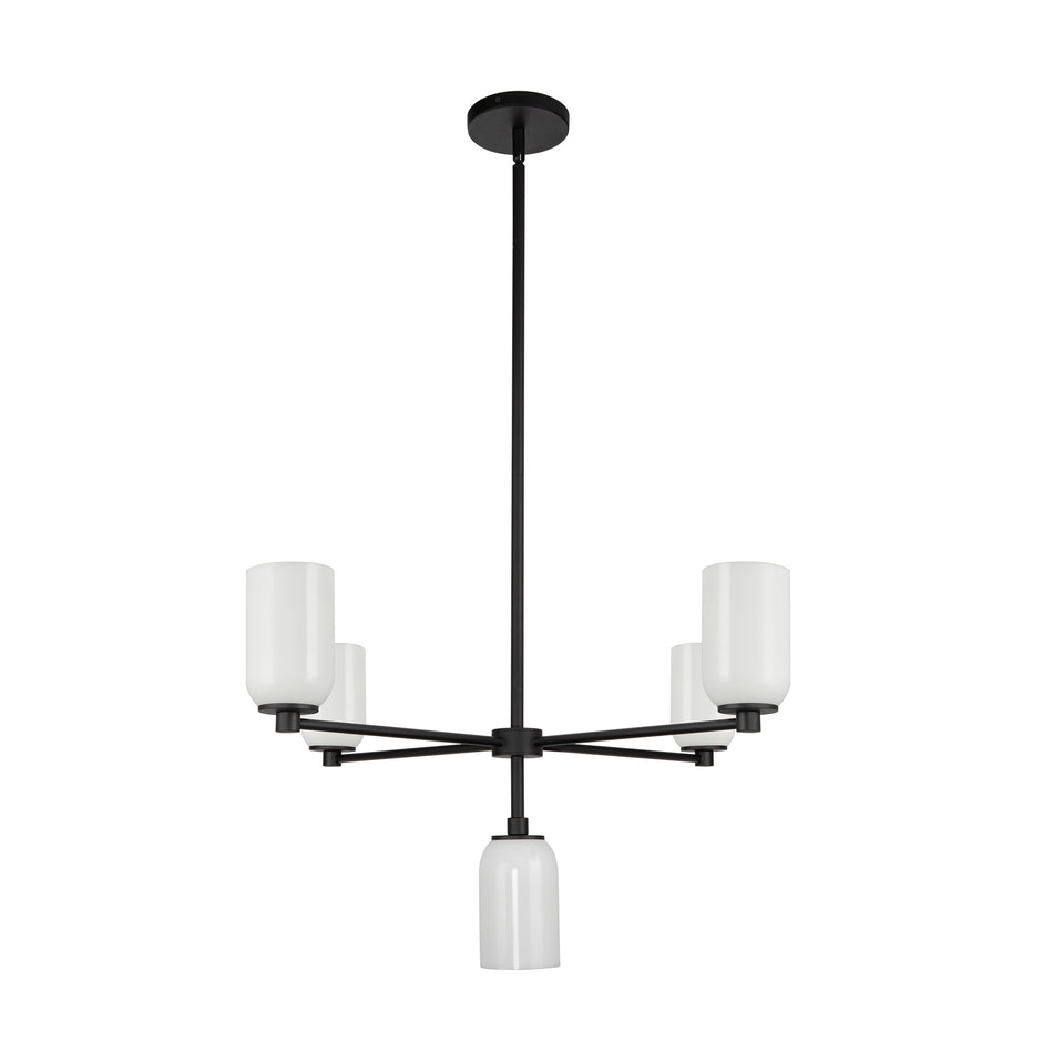 Nola 31-in Black/Glossy Opal Glass 5 Lights Chandelier by KUZCO
