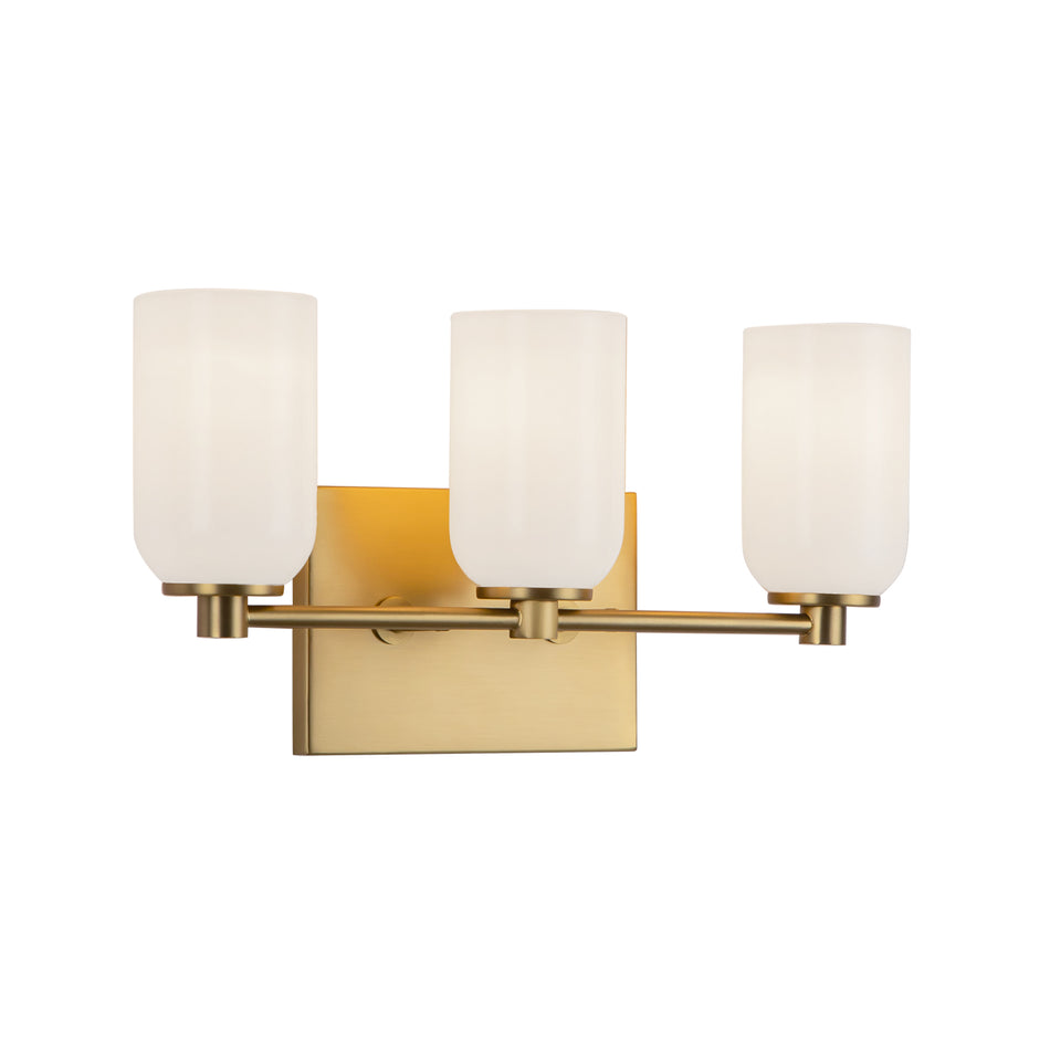 Nola 18-in Brushed Gold/Glossy Opal Glass Socket Vanity Light by KUZCO