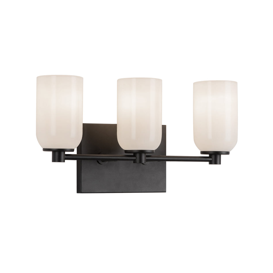 Nola 18-in Black/Glossy Opal Glass Socket Vanity Light by KUZCO
