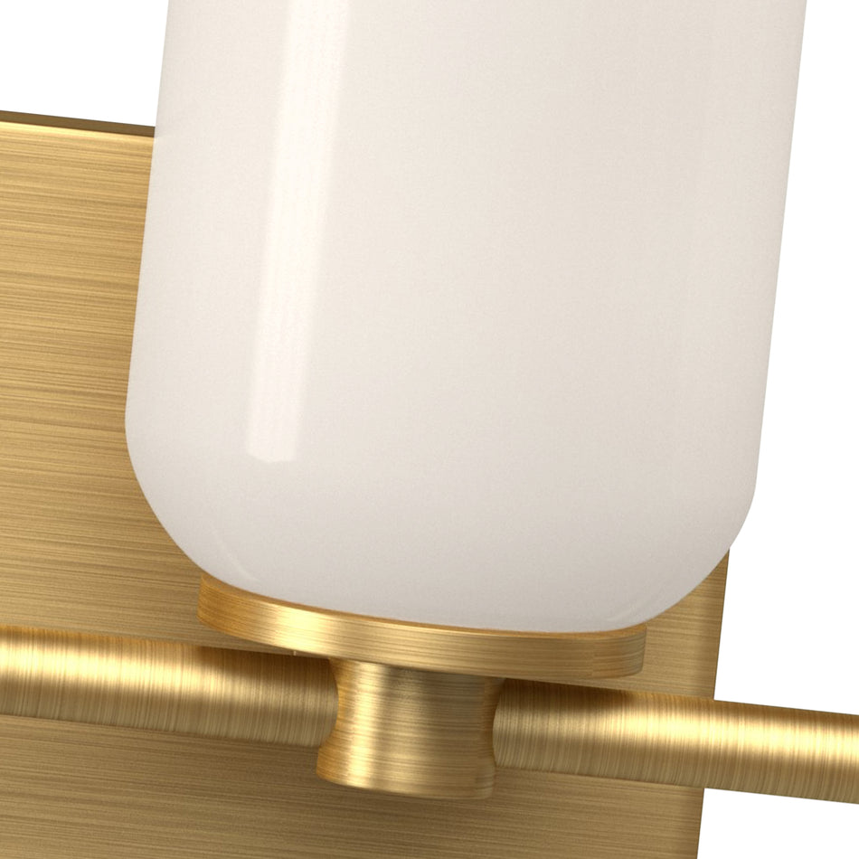 Nola 31-in Brushed Gold/Glossy Opal Glass Socket Vanity Light by KUZCO