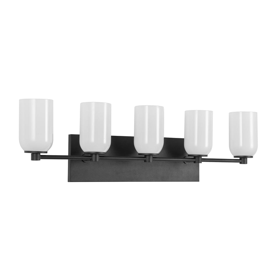 Nola 32-in Black/Glossy Opal Glass 5 Lights Vanity by KUZCO
