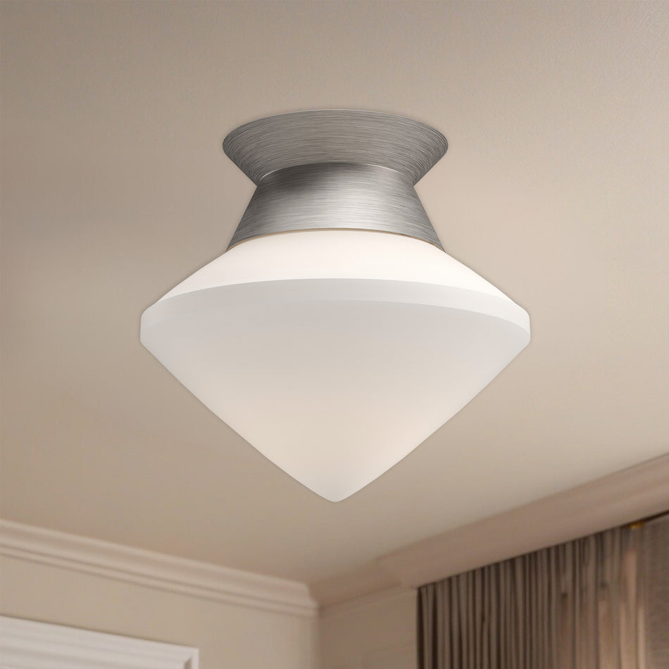 Nora 8-in Brushed Nickel/Opal Matte Glass 1 Light Flush Mount by ALORA MOOD