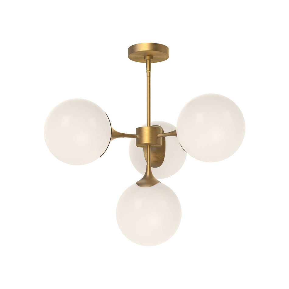 Nouveau 26-in Aged Gold/Opal Matte Glass 4 Lights Chandeliers by ALORA MOOD
