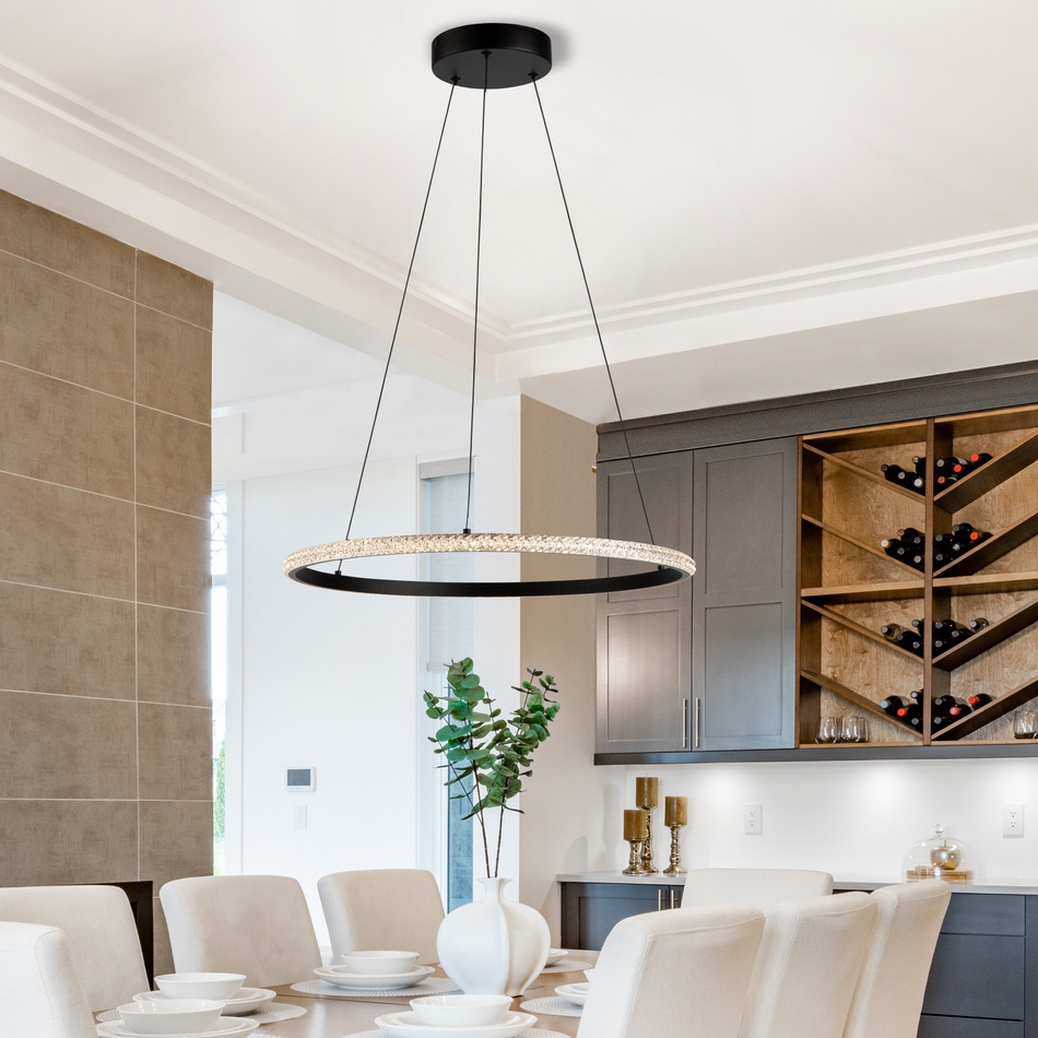 Nova 29W Black LED Pendant with Crystalline Components