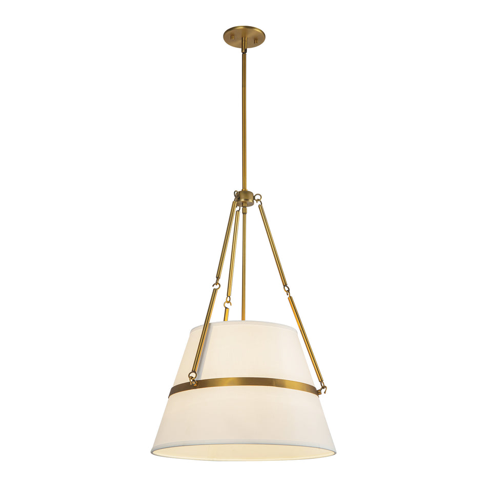 Oliver 18-in Aged Gold/White Linen 1 Light Pendant by ALORA MOOD