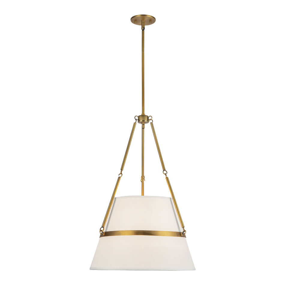 Oliver 18-in Aged Gold/White Linen 1 Light Pendant