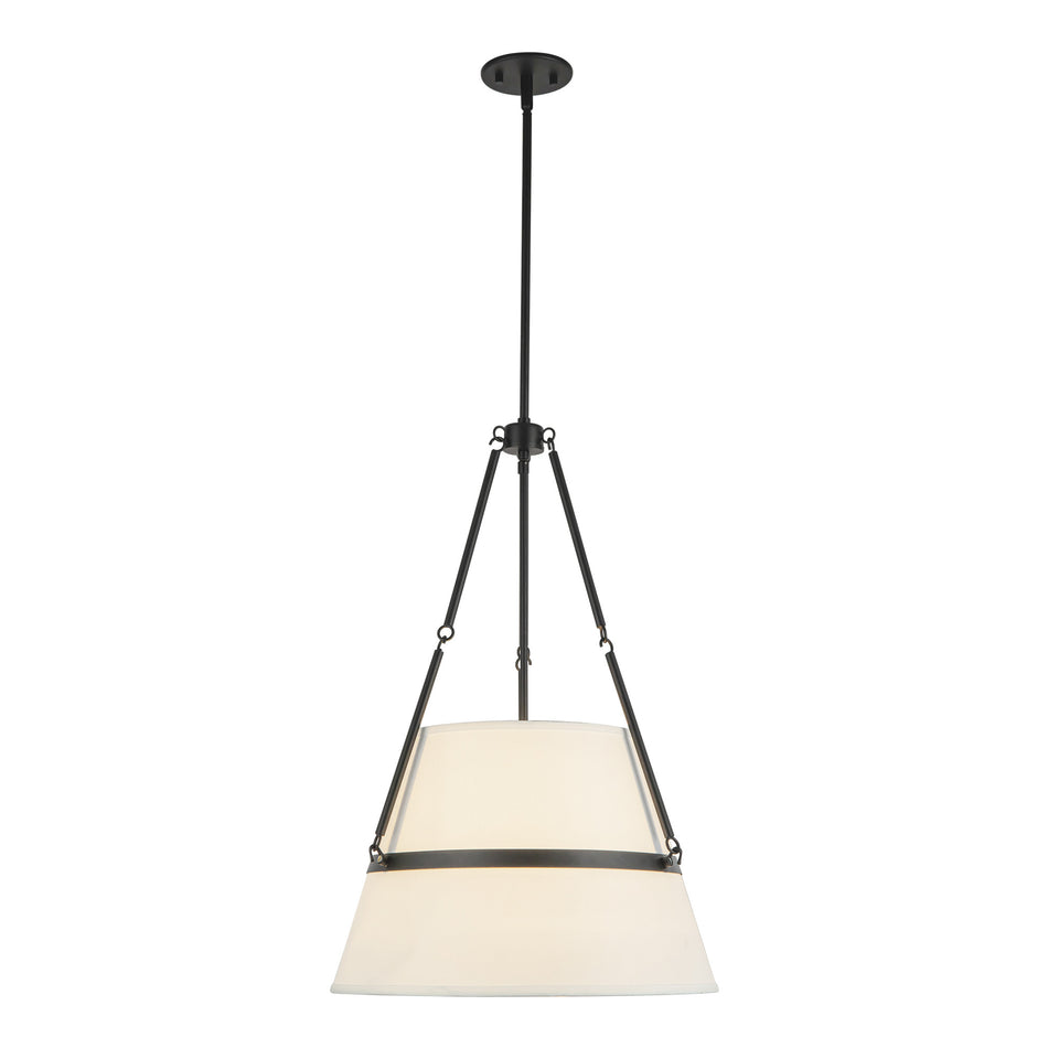 Oliver 18-in Matte Black/White Linen 1 Light Pendant