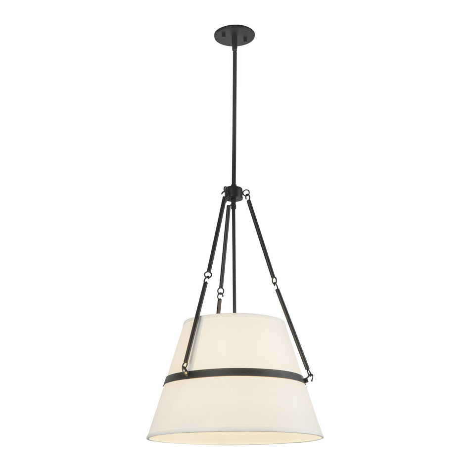 Oliver 18-in Matte Black/White Linen 1 Light Pendant by ALORA MOOD