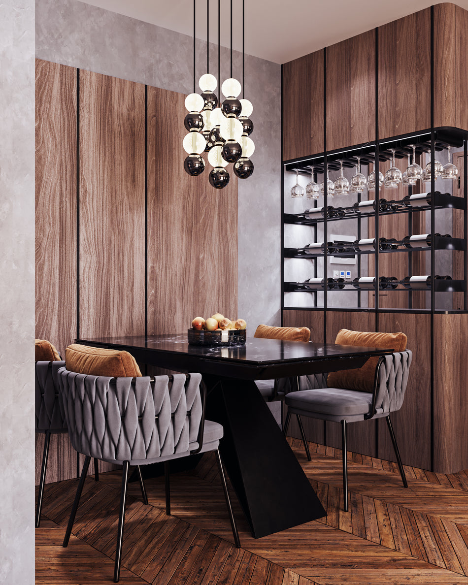 Onyx 5 Head Natural Brass LED Multi Pendant by ALORA